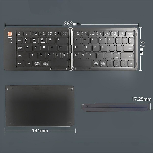 Mini Bluetooth-tangentbord Bärbar Vikbart Trådlöst Tangentbord för IOS/Android/Windows Tablet Mobiltelefon Tangentbord