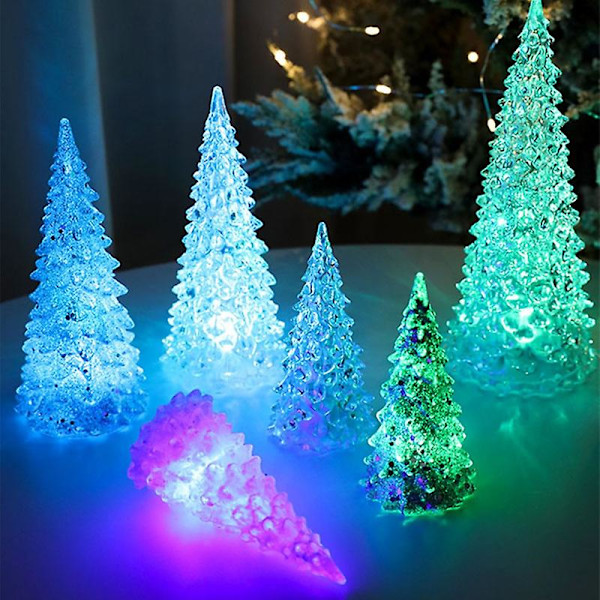 27CM Ljusupplyst Julgran Färgglad Belysning Batteridriven Semester Heminredning Akryl LED Clear 27cm
