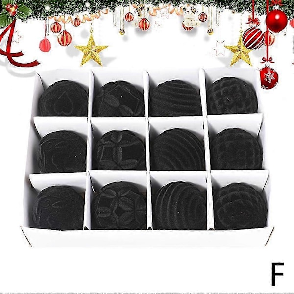 12 st Juldekorationsbollar att Hänga Black
