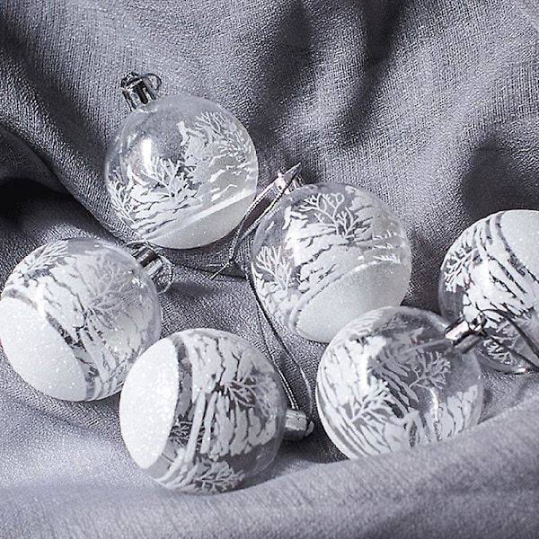 6 st Transparenta Snö Julkulor Hängen För Julgransdekoration White 6Pcs