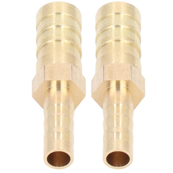 2 stk. Barbed Fitting Splicer Messing Slange Studs Reducer Hex Reducerende Barbed Connector 10mm(3/8in) til 6mm(1/4in)