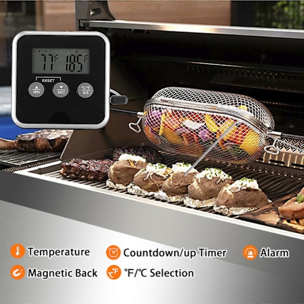 Digital Kötttermometer Mat Barbecue Termometer BBQ Grill Rök Termometer Med Smart Matlagningsläge Timer Larm Bakugn Digital Termometer