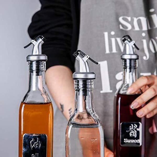 5 st hällpipar för alkoholflaskor, olivoljehällpipar med gummipropp, vinpipdispenser, doseringspropp, silver