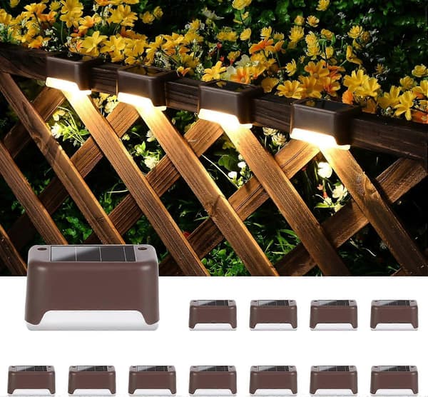 12 Pakning Vanntette Solcellelamper for Terrasse, Trapper, Gjerde, Hage, Pa