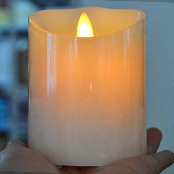 USB Uppladdningsbara Flamlösa Elektriska Ljus Elfenben Droppfria Paraffinvax Dansande Rörlig Veke Pelarljus Hem Bar Bröllop Jul 1pc 10CM only