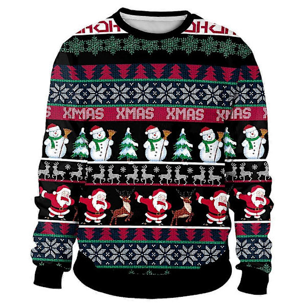 Dame Herre Par Jul 3D-trykk Genser Pullover Topp E 2XL