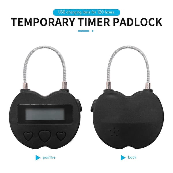 Smart Time Lock LCD Display Tidlås USB Genopladelig Midlertidig Timer Hængeslås Rejse Elektronisk Timer Sort