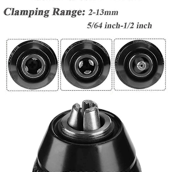 2-13MM Nyckelfri Borrchuck med SDS Plus Adapter, Tungt 1/2-20UNF Slagborrchuck Konverterare Snabbväxlingsadapter Omvandlingsverktyg