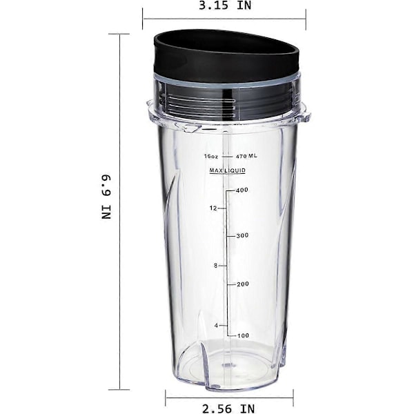 16Oz Ersättningsmuggar för Ninja QB3001SS Passar Kompakt Personlig Blender, med Lock - 2-pack