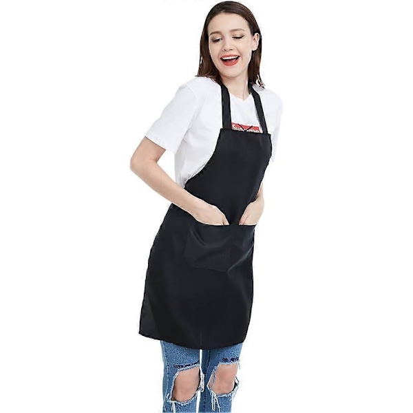 1-pack Haklappsförkläde - Unisex Rött Förkläde i Bulk med 2 Rymliga Fickor Maskintvättbart för Kök Hantverk BBQ Ritning(FMY)