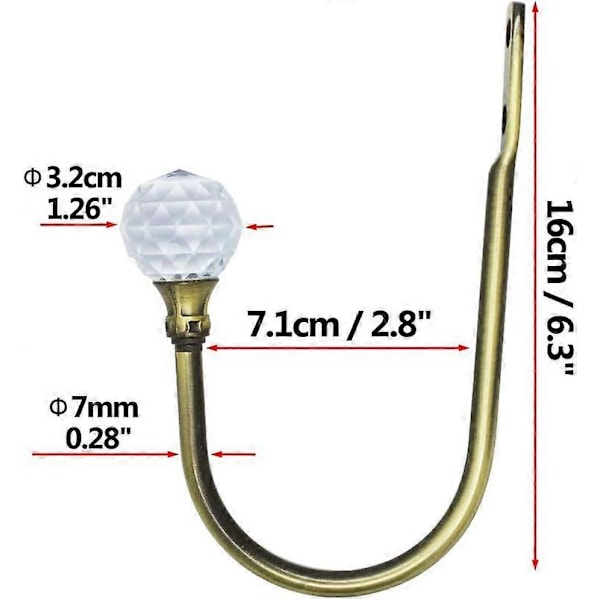 Gardinomtag Metall U Väggkrokar Gardinomtag, Metall Gardinomtag 2-pack (Brons) (FMY)
