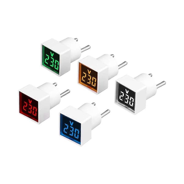 Digital Voltmeter Firkant AC220V Spenningstester med LED-display og Indikatorlys EU Plugg Rød