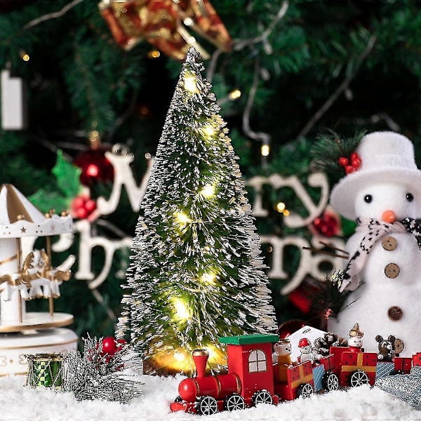 Mini Cederträ Julgran Med LED-lampor Fest Litet Tallträd Hem Juldekor Gåva Warm Light