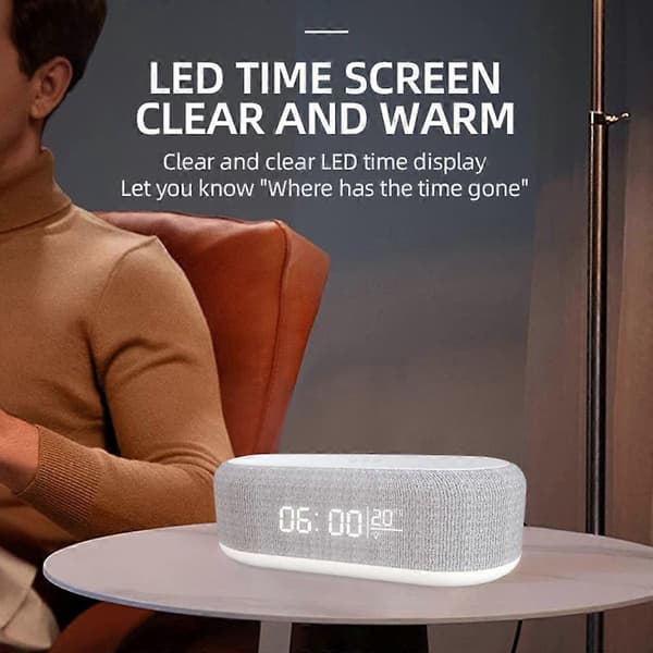 Vækkeur Trådløs Oplader Dock Ladestation Med Natlys Termometer white