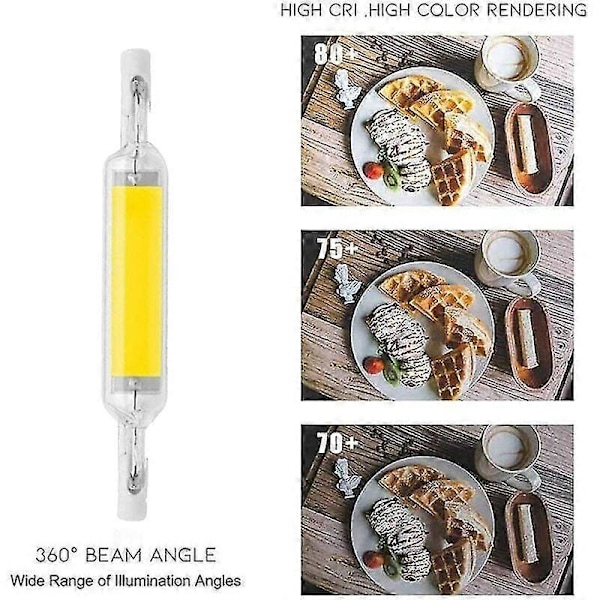 2-pack 10W 78mm R7S LED-lampor Dimbara Kalla Vita 6000-6500K 100W Halogen J78 Ersättning, Dubbeländad R7S-sockel, 360° Strålvinkel, (FMY)
