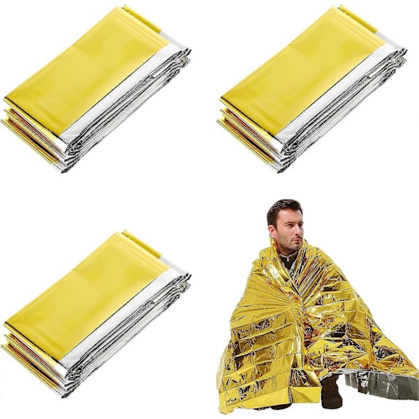 Nödtermiska filtar, termisk filt, nödfilt, 210x160cm vattentäta och vindtäta termiska överlevnadsfiltar idealiska för utomhusbruk, vandring
