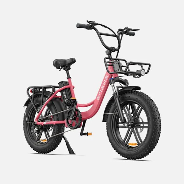 ENGWE L20 Elektrisk Fatbike - E-bike - 20 Tommer - 250W Motor - 7 Gear - 140 km Rækkevidde - Mekaniske Skivebremser - Pink