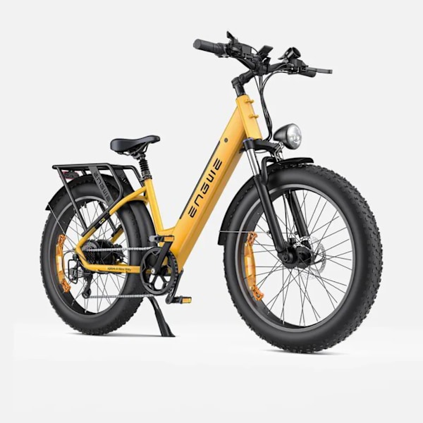 ENGWE E26 ST Elektrisk Fatbike - E-cykel - Låg Insteg - 26 Tum - 250W Motor - 7 Växlar - 140 km Räckvidd - Hydrauliska Skivbromsar - Gul