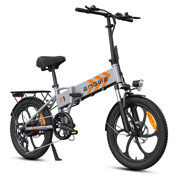ENGWE P1 Elektrisk Foldbar Cykel - 20 Tommer - 250W Motor - 7 Gear - 100 km Rækkevidde - Mekaniske Skivebremser - Silver