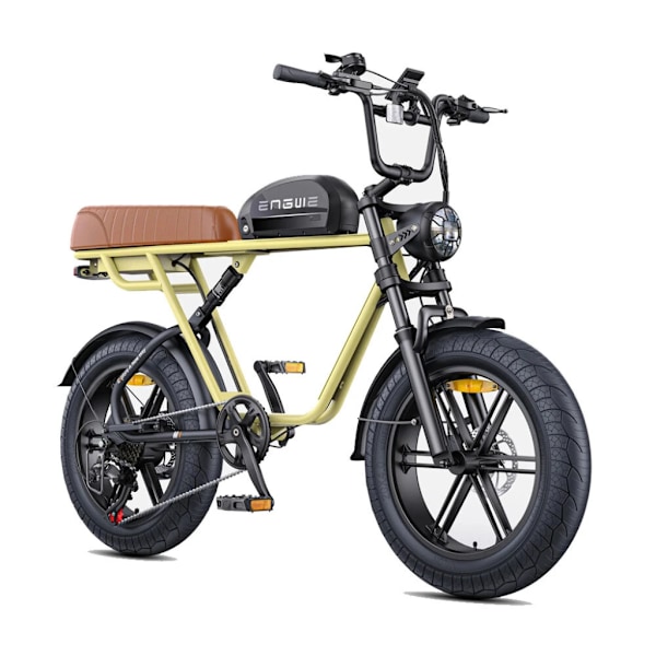 ENGWE M1 Sähköinen Fatbike - Yksi Akku - 20 Tuumaa - 250W Moottori - 7 Vaihdetta - 90 km Kantama - Hydrauliset Levyjarrut - Yellow