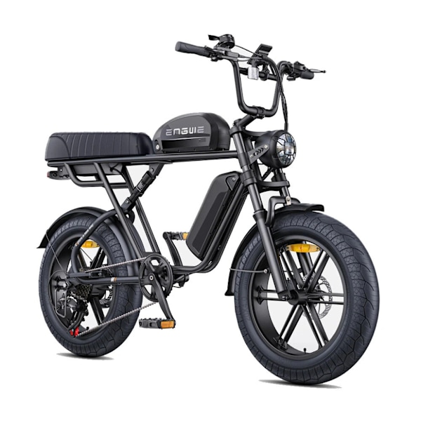 ENGWE M1 Elektrisk Fatbike - Dubbelt Batteri - 20 Tum - 250W Motor - 7 Växlar - 170 km Räckvidd - Hydrauliska Skivbromsar - Svart