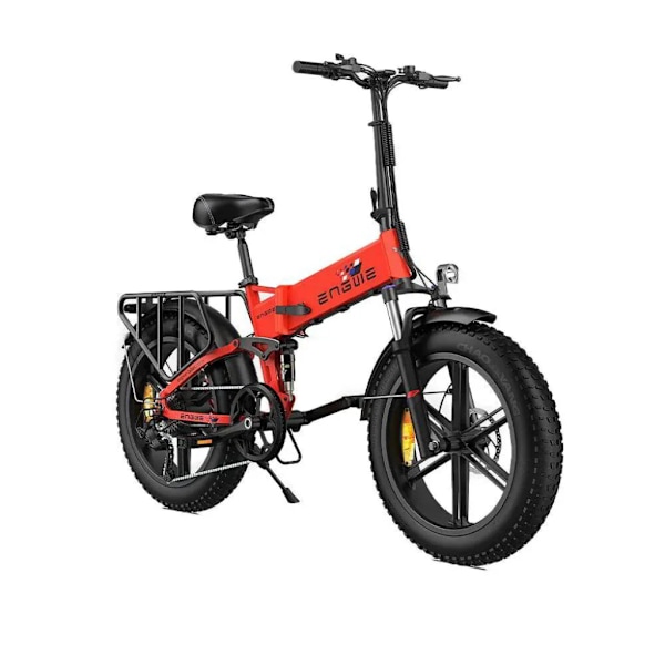 ENGWE Engine X Elektrisk Hopfällbar Cykel - Fatbike - 20 Tum - 250W Motor - 7 Växlar - 100 km Räckvidd - Mekaniska Skivbromsar - Röd