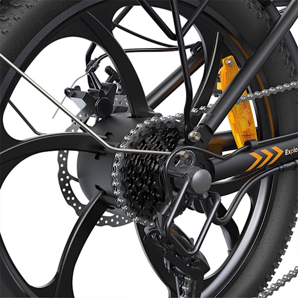 ENGWE P1 Elektrisk Fällbar Cykel - 20 Tum - 250W Motor - 7 Växlar - 100 km Räckvidd - Mekaniska Skivbromsar - Svart