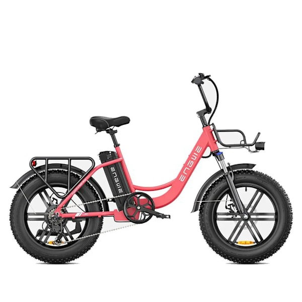 ENGWE L20 Elektrisk Fatbike - E-bike - 20 Tommer - 250W Motor - 7 Gear - 140 km Rækkevidde - Mekaniske Skivebremser - Pink