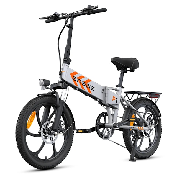 ENGWE P1 Elektrisk Foldbar Cykel - 20 Tommer - 250W Motor - 7 Gear - 100 km Rækkevidde - Mekaniske Skivebremser - Silver