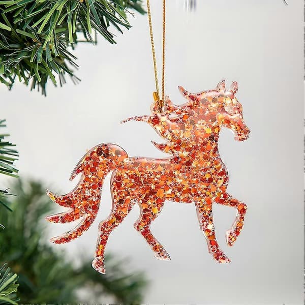 Flamhäst julgransprydnad, 10x9cm, nyårsdekoration M5S1 E 4pcs