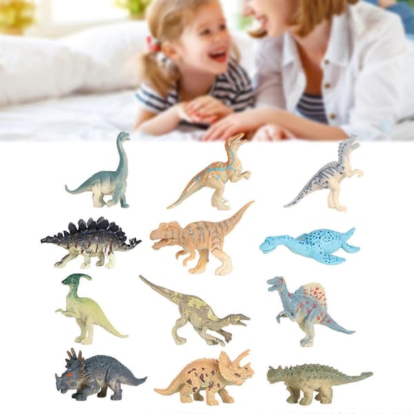 Autentiske dyrefigurer, sett med 12 for samling og feiringer Small Dinosaur