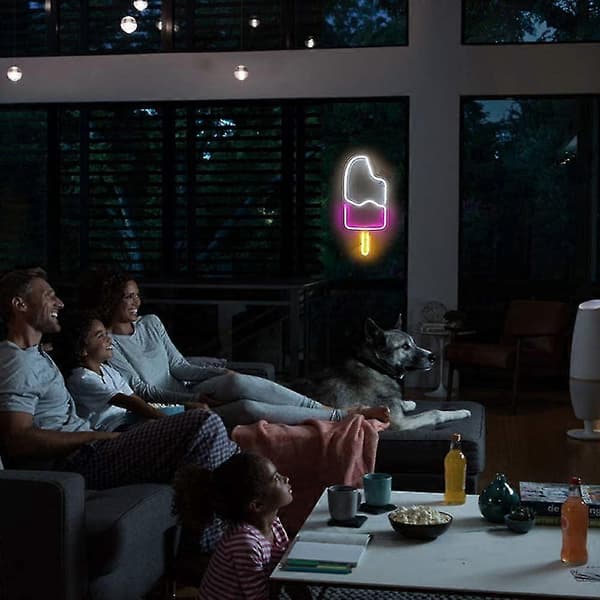 Wabjtam Popsicle Neonskylt - USB-driven 3D-konst LED-skyltar Neonljus för sovrum | Lysande akrylneonskyltar för väggdekor Födelsedagsbröllopsfest