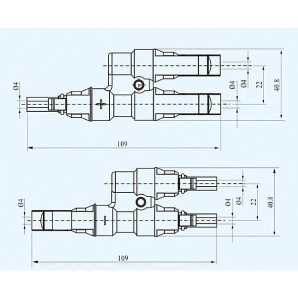 MC4 Solpanel T/Y Grenkontakt, Kabelsplitter