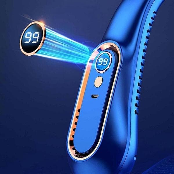 Bærbar Bladeless Halsventilator 5 Hastigheder Digitalt Display Hals Luftkøler Ventilator Blue One Size