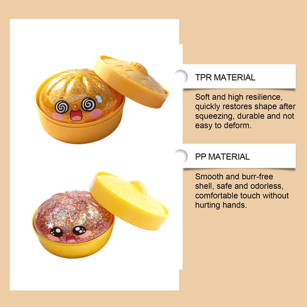 Dumpling Squishy, 4 tommer Dumpling Stressbold, Blød Dej til Dekompression, Stresslindrende Bold Blød og ikke-klæbrig-Flash hvid, 1 stk