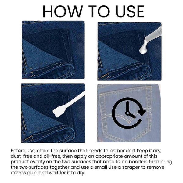 Vanntett stofflim - Vaskbart lim for denim og klesreparasjon, 65g