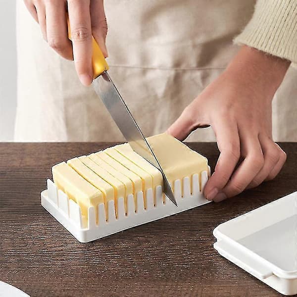 Smørkutterboks for husholdning, ostekonserveringsboks, 1 pakke, hvit