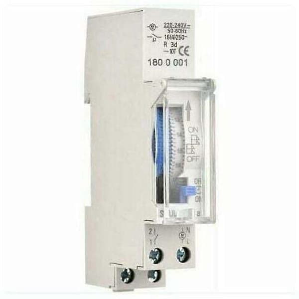 24-timmars mekanisk timer Programmerbar i 15-minutersintervall DIN-skenmontering AC220-240V spänning Integrerat 1.2V 40mAh Ni-MH batteri