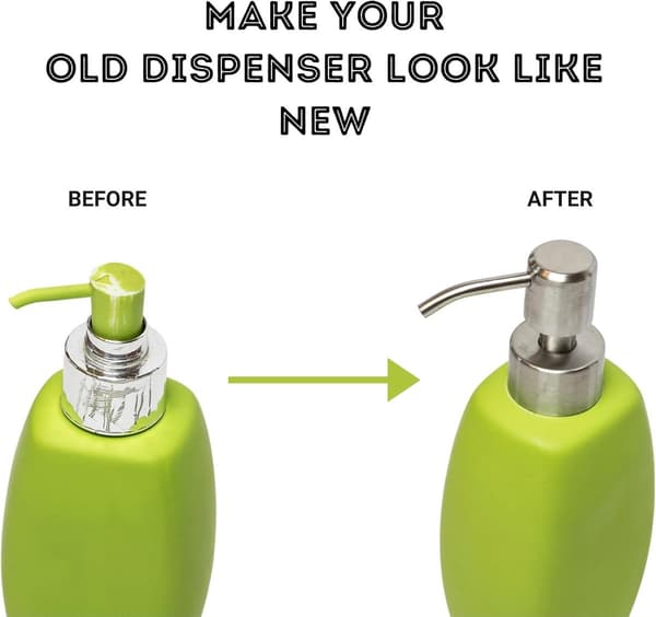 2 stk. Sæbepumpe i rustfrit stål - Rustfri pumpe til sæbedispenser - Sæbepumpe lotiondispenser - Reservedele