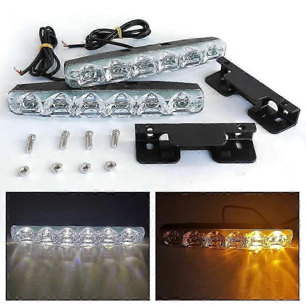 Universal DC 12V DRL 6 LED'er Bil Styling Bil Kørelys Bil dagslys LED-lys