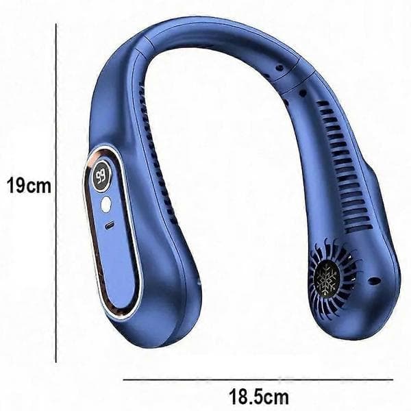 Bærbar Bladeless Halsventilator 5 Hastigheder Digitalt Display Hals Luftkøler Ventilator Blue One Size