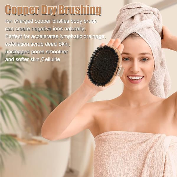 Torrborstningskroppsborste Mjuka borst Halkfri träexfoliator Massagekroppsskrubb