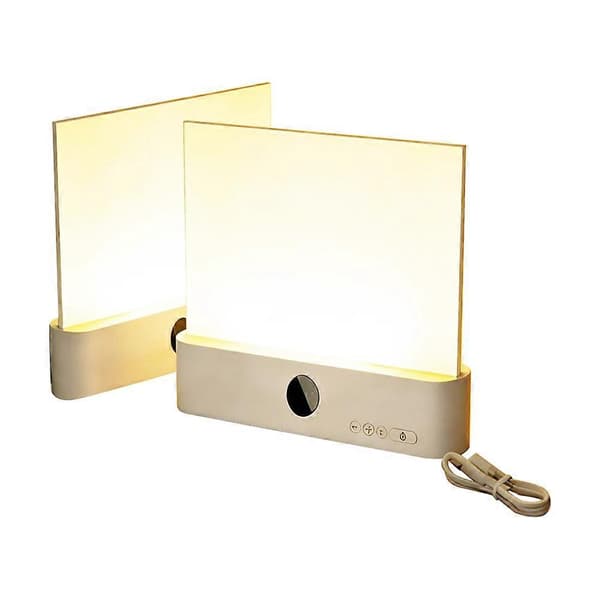2 STK Flat Boklys Oppladbart Klart LED Smart Leselys med Timer Dimbar Fullside Panel Lampe White
