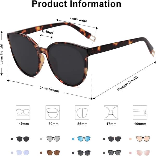 Overdimensionerede runde solbriller til kvinder og mænd Amber Tortoise Grey