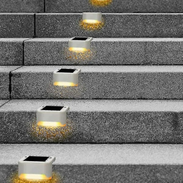 Xinxu Solar Deck Lights Led Solar Step Lights Vanntette Gjerdelamper For Utendørs Trapper Gjerde (4 Stk, Hvit)