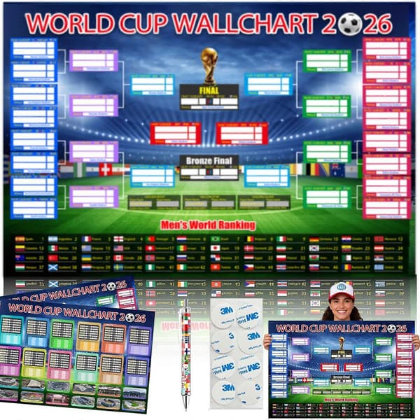 Affischer med spelschema för fotbolls-VM 2026