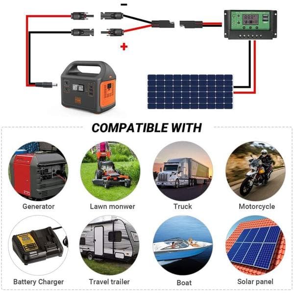 MC4 til SAE-adapter for solcellepanel til 10 AWG SAE-adapter - 50 cm RV solcellepanel batteriladersett