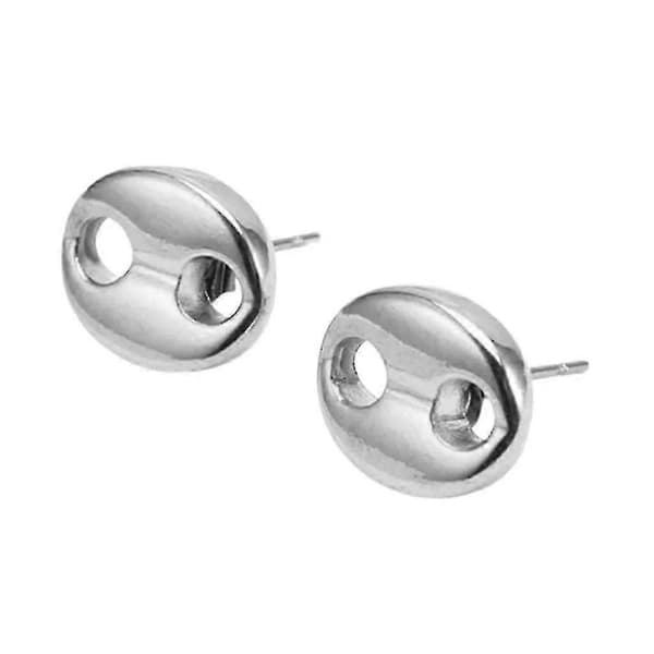 Mote Kaffebønne Øredobber i Rustfritt Stål for Kvinner og Jenter Silver 8mm