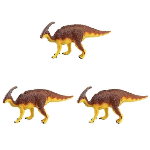 Plast Parasaurolophus Modell Dinosaurmodell for dekorasjon 3 stk samling