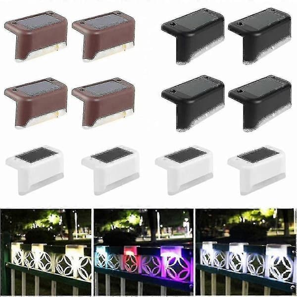 Xinxu Solar Deck Lights Led Solar Step Lights Vanntette Gjerdelamper For Utendørs Trapper Gjerde (4 Stk, Hvit)